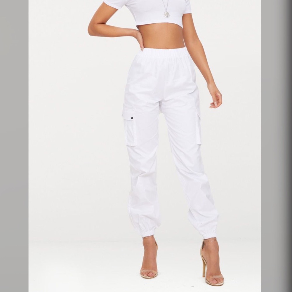 White Pocket Detail Cargo Pant